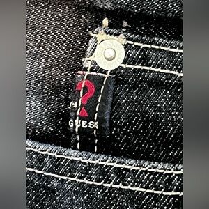 Vintage Guess Black Denim Jeans with white stitching straight leg Size 29